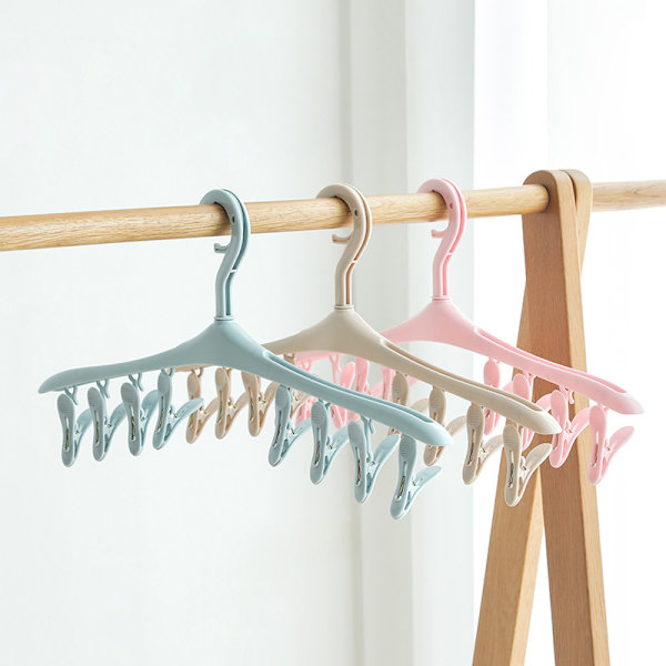 Klädhängare Vindtät Kreativ Användbar Organizer Space Saver Klädhängare för hemmet 8 klämmor (rosa)