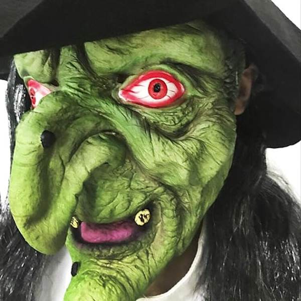 Gammal kvinna häxa mask Halloween skrämmande kostym skrämmande part cosplay dekoration tillbehör