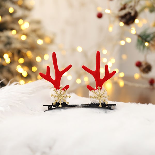 8 stk. julehårklemmer søde hjorteører pandebånd udklædning hårtilbehør julehat perle hårklemme ca. 11,4*7,5 cm