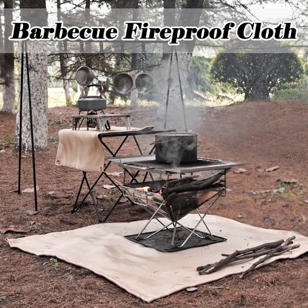 Camping BBQ Palopeitto Silikoni Alumiinifolio Lasikuitu Korkean Lämpötilan Paloa Hidastava Kangas BBQ Matto (60cm*80cm)
