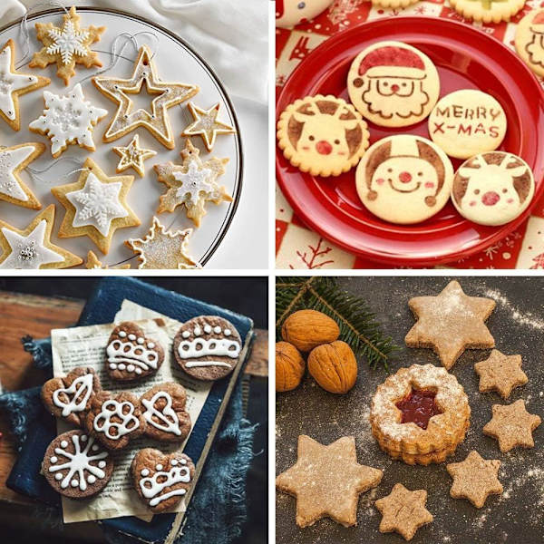 12 stk. Kakeutstikkere, Blomst Senter Stjerne Kake Rustfritt Stål Metallform Kutter Kjøkken Baking Julekjeksutstikker