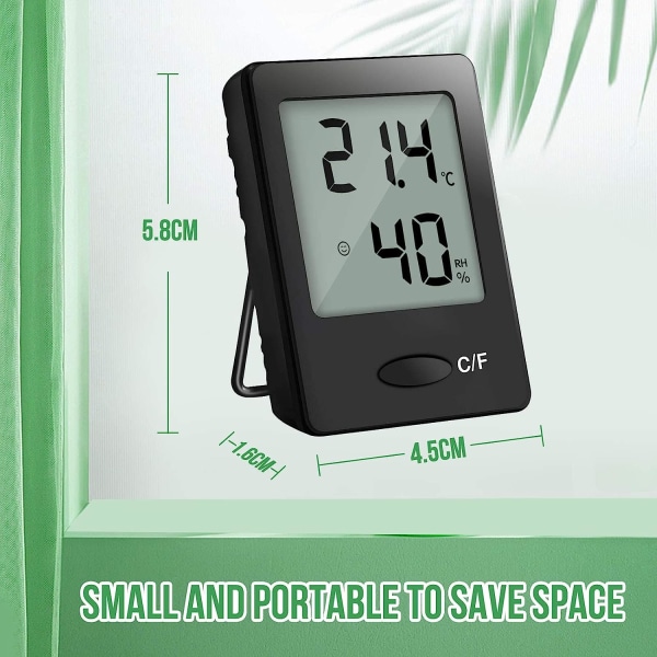 2st LCD digital inomhustermometer Hygrometer Temperatur Luftfuktighet Hög noggrannhet Handhållen (svart)