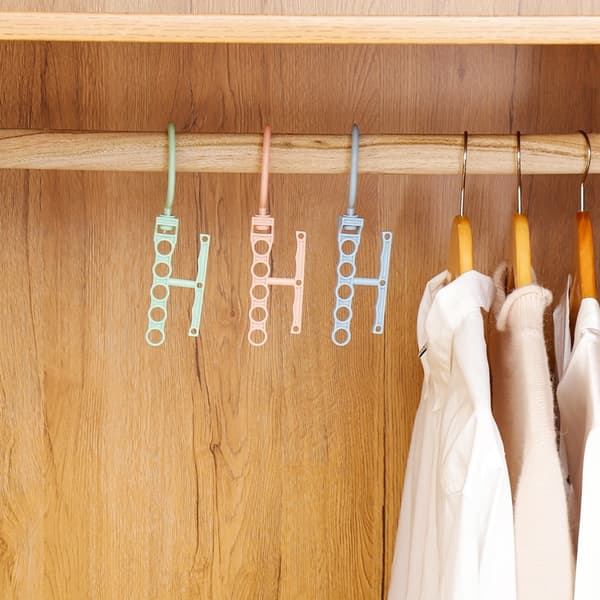 10 stk. Krok Solid Plassbesparende Plastikkleshenger for Garderobe (rosa)