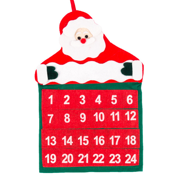 Julekalender, jule nedtællingskalender julekalender fløjl varm gammel kalender julepynt
