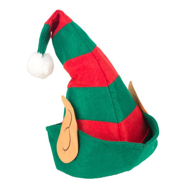 Bitar av Christmas Spirit Hat Clown Hat Röda Öron Grön Randig Hat Julfestdekorationer