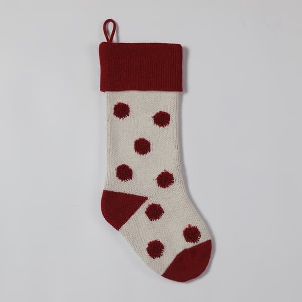 Solid Jule Strømpe Ornament med Polkadotter, 4 Stykker