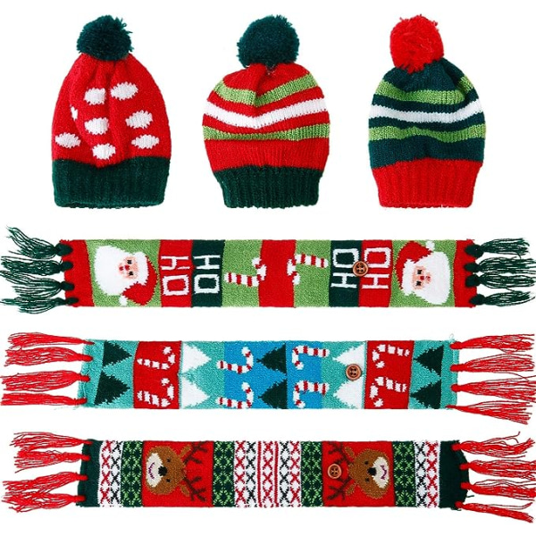 6 uppsättningar cap stickad halsduk cap Christmas Snowman cap Juldekoration dekoration (stil 1) ca. 49*6 cm/19,3*2,4 tum