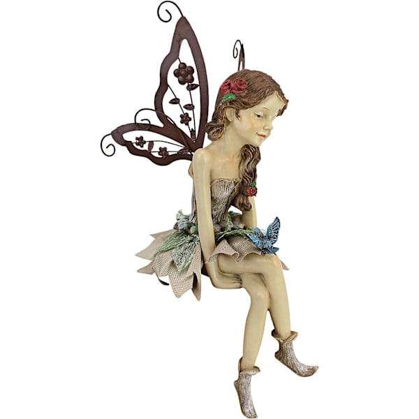 Fannie the Garden Fairy Sittande Staty, 21 cm, Polyresin, Full Color Palette