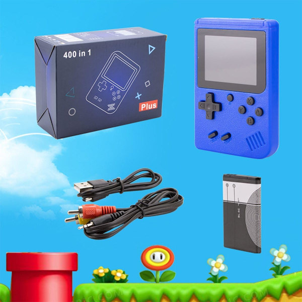 Inbyggd 400 klassiska spel Retro videospelskonsol barngåva blå
