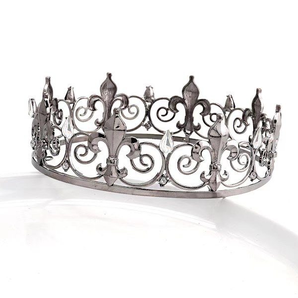 Full King Crown för män för balfest - Silverpläterade klara kristaller