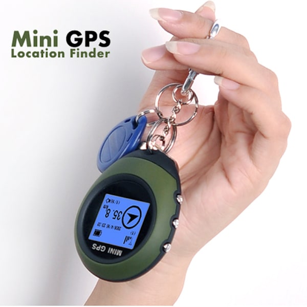 Mini GPS-navigering, bärbar Utomhus Location Finder Tracker Handhållen med Kay-kedja USB Uppladdningsbar för utomhusvandring Reser Jakt Wild Explore