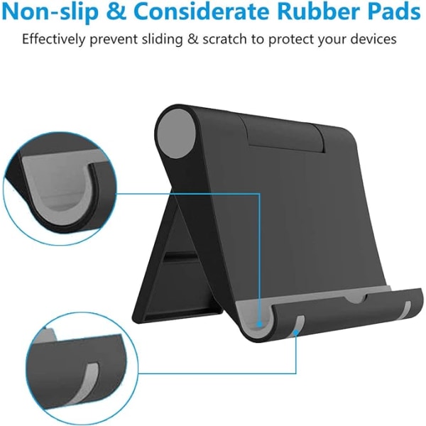 2-pack mobiltelefonhållare för skrivbord, hopfällbar mobiltelefonhållare, mobiltelefonhållare, justerbar tabletthållare kompatibel (svart och vit)
