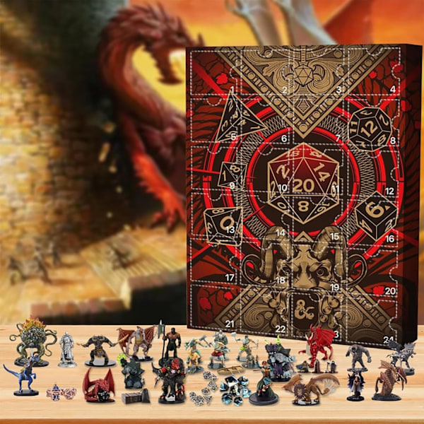 D.N.D Advent Calendar 2024, Dungeons Dragons Advent Calendar, D.N.D Miniatures, D.N.D Figures 24 Days Christmas Countdown Calendar för barn och vuxna