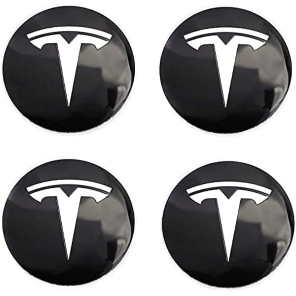 4 stk. 56 mm (2,2 tommer) Sirkelbueform 3D Stereo Aluminiumslegering Felgnav Kapsler Senterdeksel Emblem Merke Klistremerke passer for Tesla Roadster ModelS X 3 Y monochrome