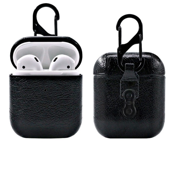 Lämplig för Airpods2 Läder PU-hörlursskal Bluetooth hörlurar Förvaringsbox AirPods Case Läder (2-pack, svart, brunt)