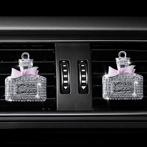 2-pak Bil Luftventil Charms, Krystal Bil Diffuser Ventil Clip, Rhinestone Olie Diffuser Ventil Clip, Bil Luftfriskere til Kvinder, Bil Tilbehør til Kvinder