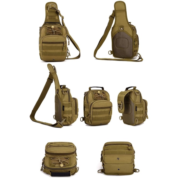 Sling Bag Tactical Military Molle Axelväska Bröstpaket för män Multifunktionsryggsäck för sportjakt， Camo