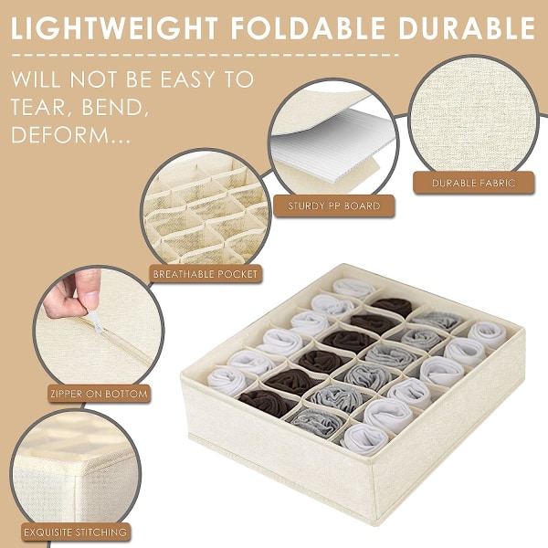 2 delar krypterad 900D Oxford-duk 16 Grid Underkläder Förvaring Tyglåda Hemunderkläder Strumpor Organizer Låda Inget cover Format (beige)