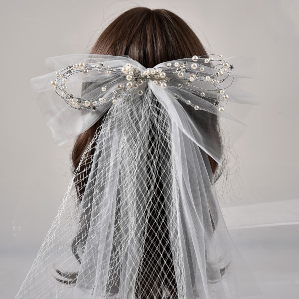 Bruden Chaoxian huvudbonad japansk och koreansk stil mesh rosett håraccessoarer kort slöja smycken bröllopsklänning Mori kvinnlig serie