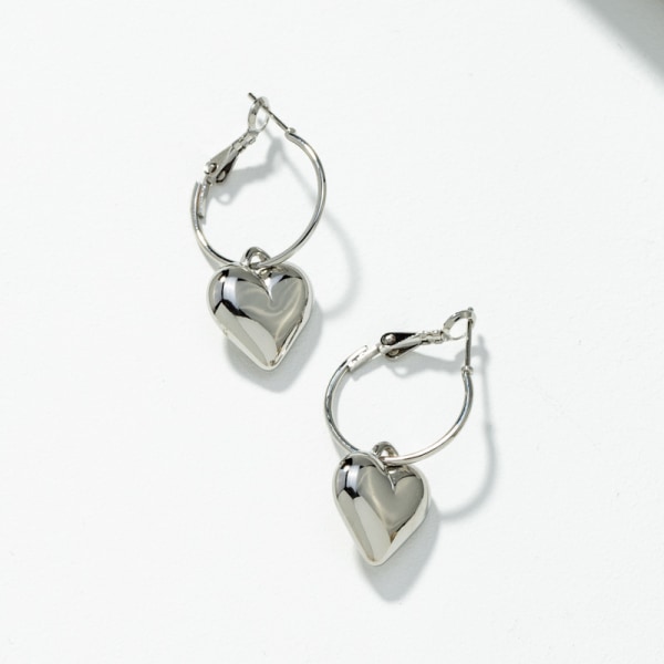 Silver nålar mode metall hjärta örhängen temperament örhängen hög kvalitet känsla öron