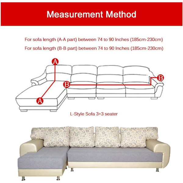 Sektionssofföverdrag L-form soffunderlag 2 st Stretch Elastisk L-typ schäslong soffa Möbelskydd för vardagsrumsdjur Barn (svart vit