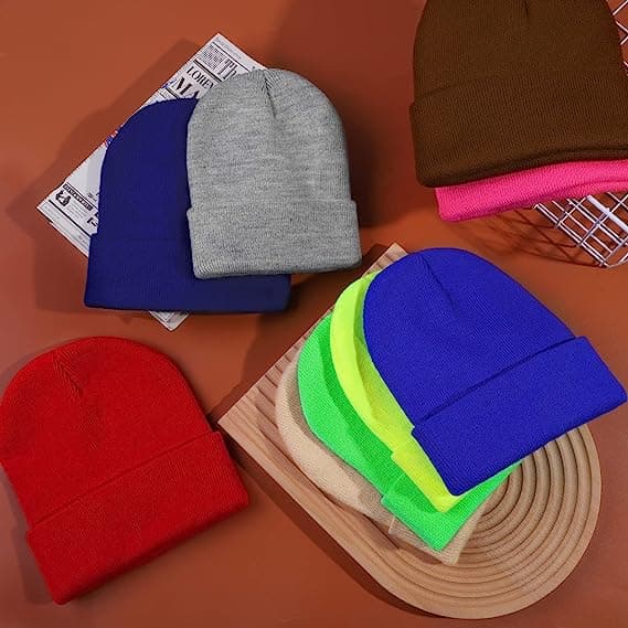 Pakke med 8 luer strikket luer for menn og kvinner Pullover luer Candy-C
