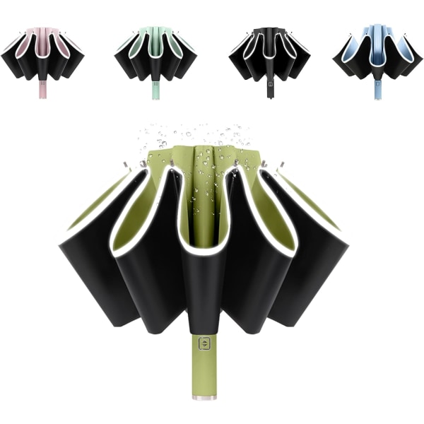 UV-paraplyskydd Solkompakt Vindtät omvänd paraply för regnautomatisk hopfällbar inverterad bilreseparaply Portabel för kvinnor och män Aut
