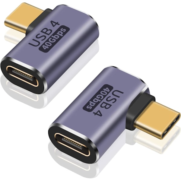 Højre Vinkel USB C Adapter til USB 4 Kabel, 40Gbps USB 4 Kabel Adapter, 8K Video Type-C Han til Hun Forlænger Understøtter 100W Opladning til Thunderbolt4,