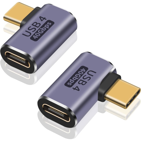 Rättvinklad USB C-adapter för USB 4-kabel, 40 Gbps USB 4-kabeladapter, stöder 8K Video Extender Type-C hane till hona 100W laddning för Thunderbolt4,