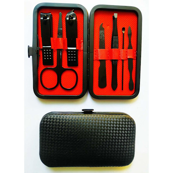 Manikyr Set Nagelklippare Kit Herr Grooming Kit 7 i 1 Professionell personlig set med lyxigt case Presenter för män Man Pojkvän