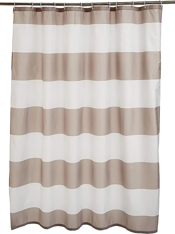 Tryckt duschdraperi 180 x 200 cm Taupe-randigt