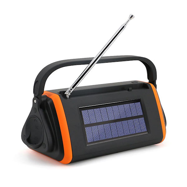 Orange multifunktionell katastrofförebyggande väderradio Handvev ficklampa Radio Solar Emergency Handvevgenerator