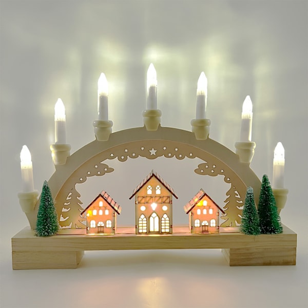 Jul trä LED bro ljus pendel Jul scen heminredning halvcirkel kreativ pendel semester atmosfär ljus