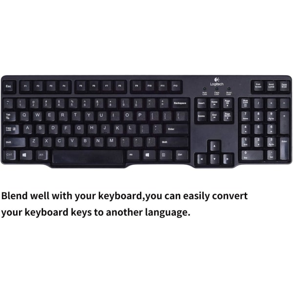 5PCS Universal English Keyboard Sticker Pack, Computer Keyboard Sticker med svart bakgrund och vitt teckensnitt, lämplig för bärbar dator (engelska)