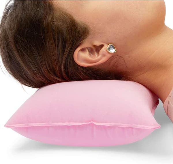 Uppblåsbara resekuddar för camping och resor (rosa, grå, 4-pack)