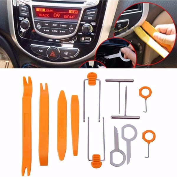 Demonteringsverktyg för bilstereo 12 st plast kofot dörrpanel demontering navigation centralkontroll demontering interiör trim vipp