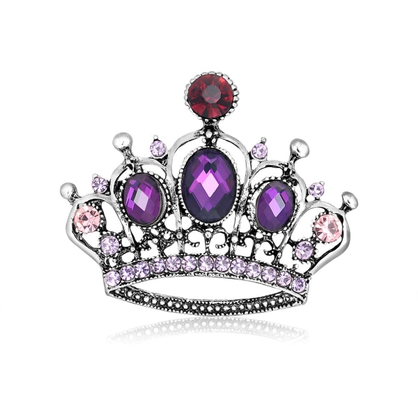 Mode personlighet tillbehör kvinnlig överdriven diamant krona fuchsia genombruten vintage kreativ nål brosch män och kvinnor