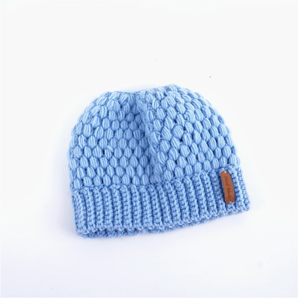 Höst och vinter stickad cap dam cap varm cap (blå)