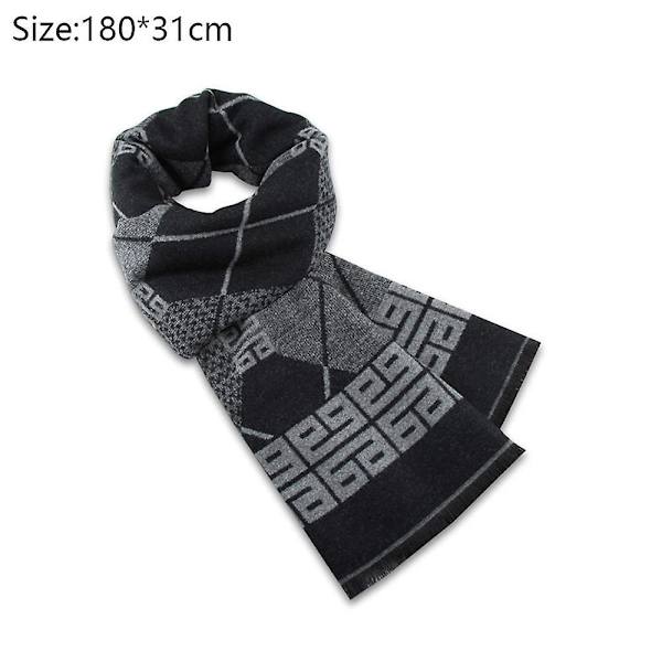 Warm Cashmere Vinter Scarf Lattice Svart för män
