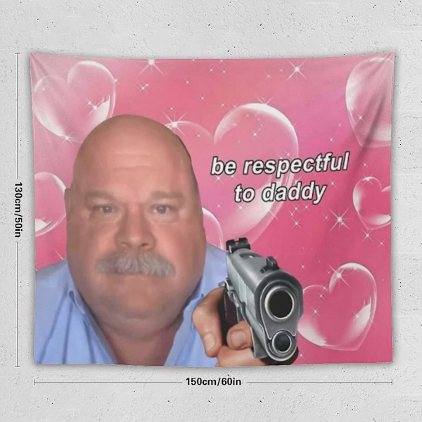 Var respekt för pappa Gobeläng Daddy Winkle Bertram Gobelänger Roliga meme Vägghängande för vardagsrummet Sovrum Heminredning 60x50 tum