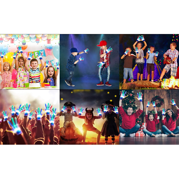 LED-handskar, LED-handskar för barn Presenter för tonåringar och vuxna, LED-fingerhandskar, Finger Light-handskar, Leksakerna för 9-12-åriga pojkar, flickor, Ljushandskar har