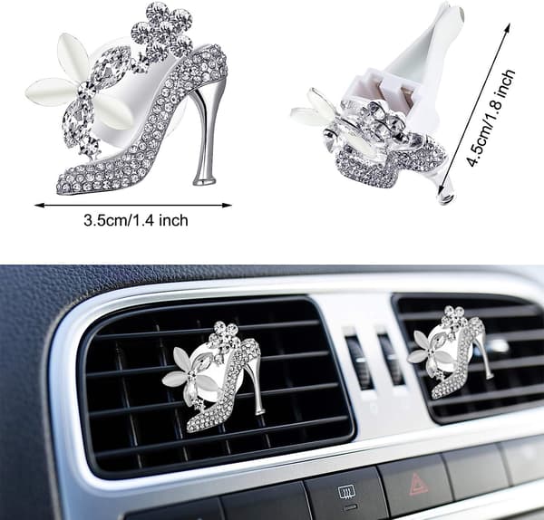 4 Stk. Bling Høj Hæl Ventilationsclips Krystal Sko Bilclips Rhinestone Bilclips Søde Aromaterapi Clips Bilventilations Tilbehør