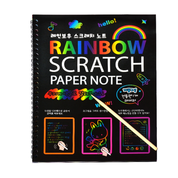 3 stycken scratch målning barns kreativa målning diy färgglad scratch målning regnbåge bok