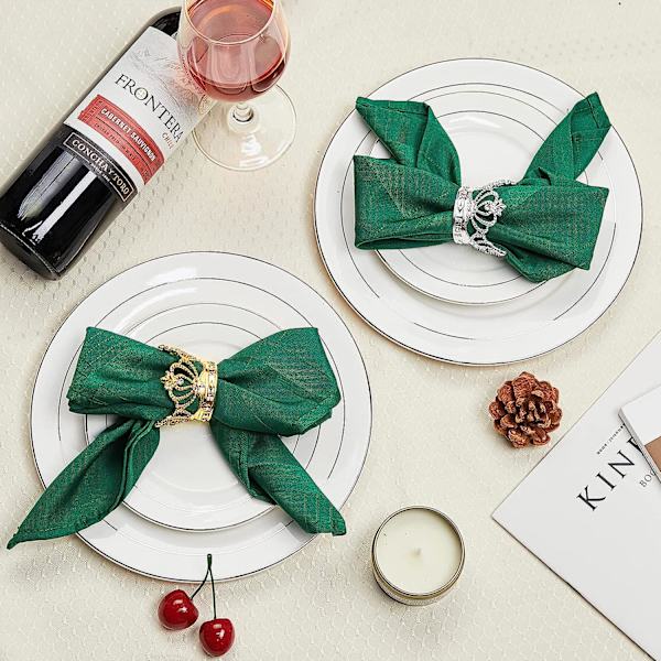 Guld servettringar set om 6 - Crown Rhinestone Christmas Servett R
