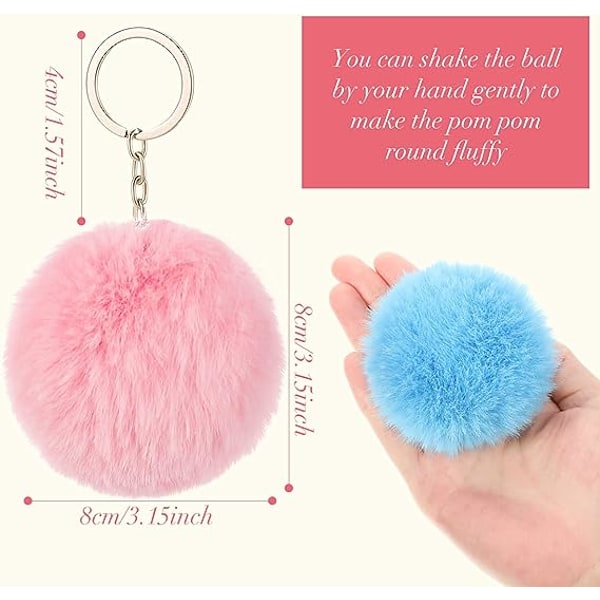 2 delar Pompoms Nyckelringar Fluffiga Faux Pompoms Nyckelring Mjuk fylld Nyckelring Ornament Hänge Tillbehör för tjejer Kvinnor