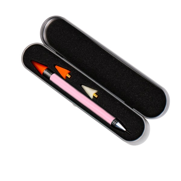 1 st Dubbla ände prickig pennask Case Förpackning Dekoration Manikyrverktyg Kit-prickande verktyg (rosa)