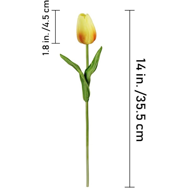9 stk. Kunstige Orange Tulipaner Blomster Falske Tulipanstilke Ægte Følelse PU Tulipaner til Påske Forår Krans Blomsterarrangement Midterstykke Bryllupsbuket Ta