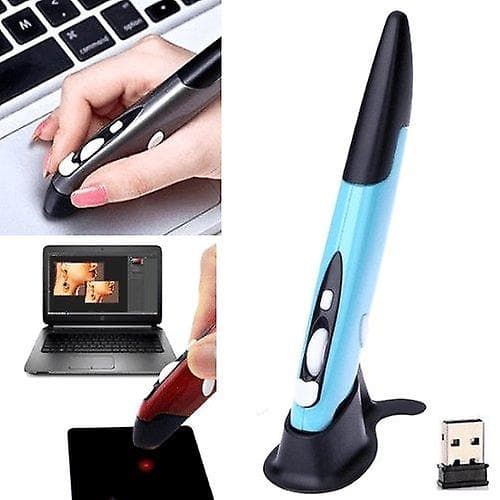 Trådløs Optisk Pen Mus 2.4ghz Usb Bluetooth Luft Mus Optisk Præsentations Pen Til Laptop Pc Blå