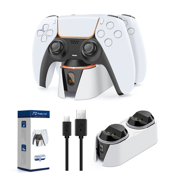 PS5 Gamepad Dual Opladningskontakt Type Opladningsbase PS5 Oplader Hurtig Opladning PS5 Tilbehør (1 Pakke)