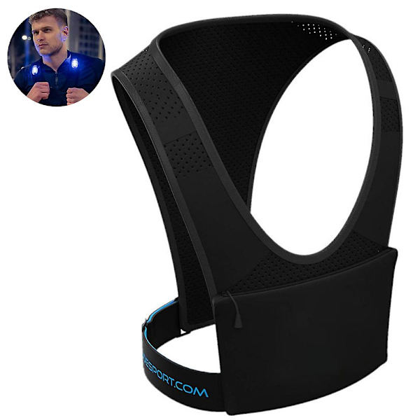 1 stk. Løpe Telefonholder Vest - Brystlomme for Mobil - Lettvekt - Nøkkelklips Holder - Lysstropper - Vanntett - Reflekterende